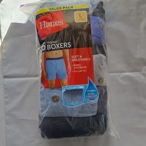 Hanes Men's Tagless Boxers - Black, Blue, and Gray 6pk Size Lg